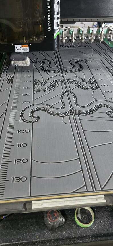 Cut lines laid out full-scale before the router drops