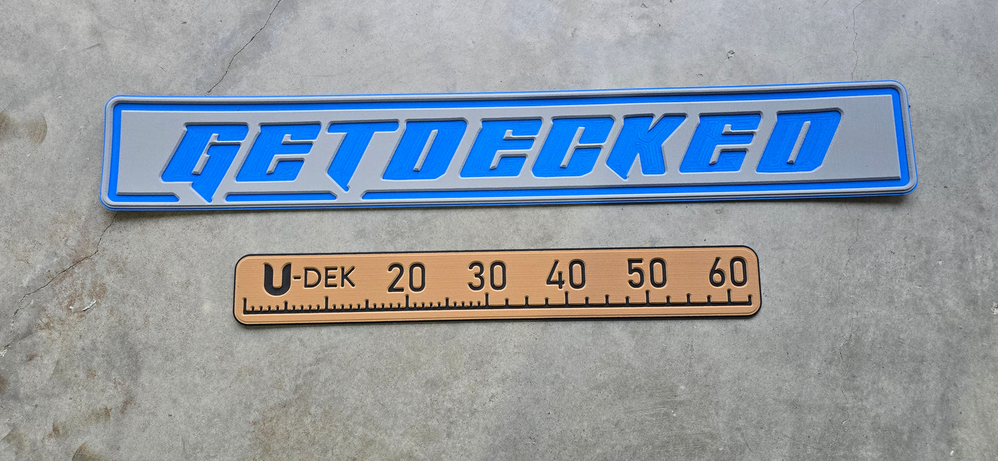600mm Fish Ruler UDEK logo Teak over Black